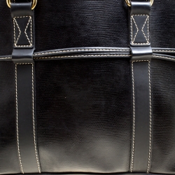 Lancel Lizard Embossed Black Leather Tote