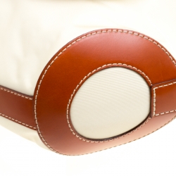 Lancel Beige/Brown Nylon And Leather Top Handle Bag