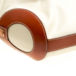 Lancel Beige/Brown Nylon And Leather Top Handle Bag