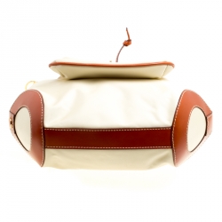 Lancel Beige/Brown Nylon And Leather Top Handle Bag