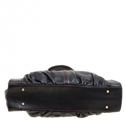 Pre Owned Lancel Black Leather Pleated Satchel