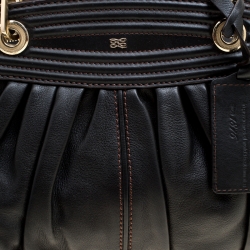 Pre Owned Lancel Black Leather Pleated Satchel