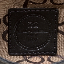 Pre Owned Lancel Black Croc Embossed Leather Flirt Clutch