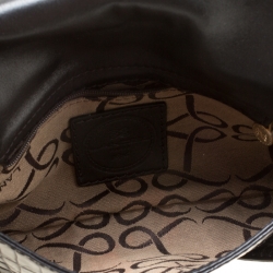 Pre Owned Lancel Black Croc Embossed Leather Flirt Clutch