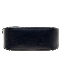 Lancel Dark Blue Lizard and Leather Shoulder Bag