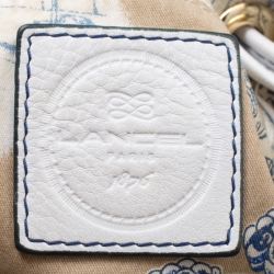 Pre Owned Lancel Blue/White Denim and Leather Premiere Flirt Bucket Shoulder Bag