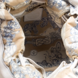 Pre Owned Lancel Blue/White Denim and Leather Premiere Flirt Bucket Shoulder Bag