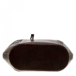 Lancel Brown Lizard Embossed Leather Tote