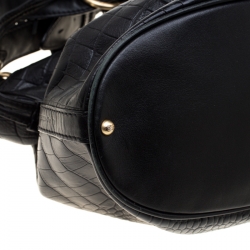 Lancel Black Croc Embossed Leather Premier Flirt Bucket Bag