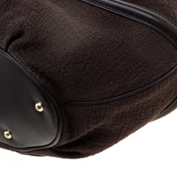 Lancel Brown Fabric and Leather Le Brigitte Bardot Hobo
