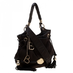 Lancel Brown Fabric and Leather Le Brigitte Bardot Hobo