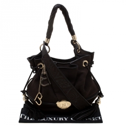 Lancel Brown Fabric and Leather Le Brigitte Bardot Hobo