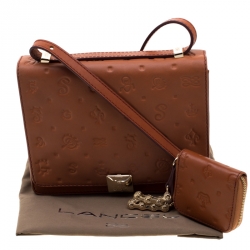 Lancel Brown Daligramme Leather Crossbody Bag