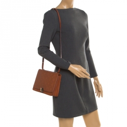 Lancel Brown Daligramme Leather Crossbody Bag
