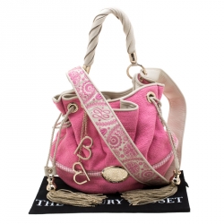 Pre Owned Lancel Pink/Beige Fabric and Leather Le Brigitte Bardot Hobo