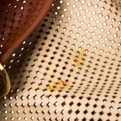 Pre Owned Lancel Brown Leather Perforated Shopper Tote