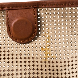 Pre Owned Lancel Brown Leather Perforated Shopper Tote