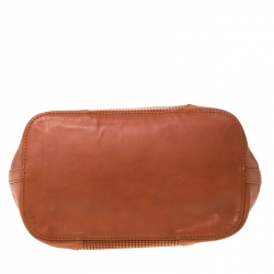 Pre Owned Lancel Brown Leather Perforated Shopper Tote
