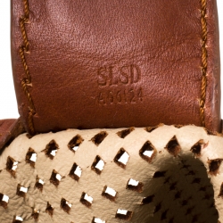 Pre Owned Lancel Brown Leather Perforated Shopper Tote