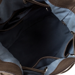 Pre Owned Lancel Dark Khaki Leather Premier Flirt Bucket Bag