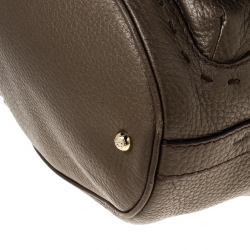 Pre Owned Lancel Dark Khaki Leather Premier Flirt Bucket Bag