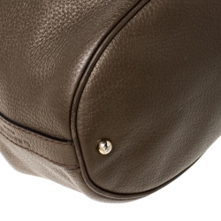 Pre Owned Lancel Dark Khaki Leather Premier Flirt Bucket Bag