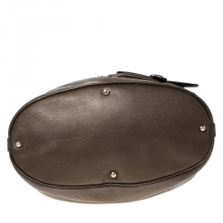 Pre Owned Lancel Dark Khaki Leather Premier Flirt Bucket Bag