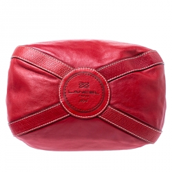 Lancel Red Leather Drawstring Bucket Bag