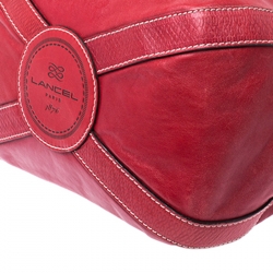 Lancel Red Leather Drawstring Bucket Bag
