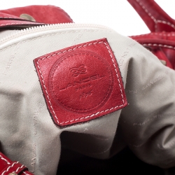 Lancel Red Leather Drawstring Bucket Bag