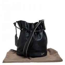 Pre Owned Lancel Black/Gold Leather Le Huit de Lancel Bucket Bag