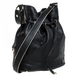 Pre Owned Lancel Black/Gold Leather Le Huit de Lancel Bucket Bag