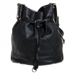 Pre Owned Lancel Black/Gold Leather Le Huit de Lancel Bucket Bag