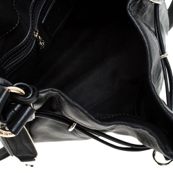 Pre Owned Lancel Black/Gold Leather Le Huit de Lancel Bucket Bag