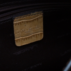 Pre Owned Lancel Light Brown Crocodile Embossed Leather Satchel