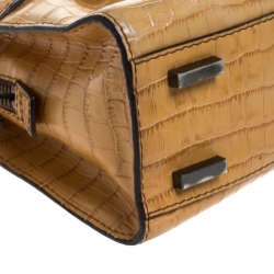 Pre Owned Lancel Light Brown Crocodile Embossed Leather Satchel