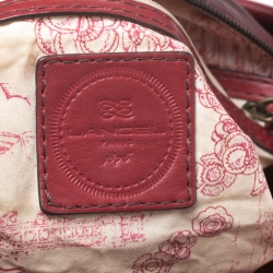 Pre Owned Lancel Red Pleated Leather Satchel