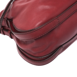 Pre Owned Lancel Red Pleated Leather Satchel