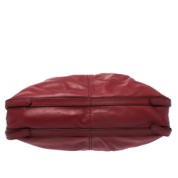 Pre Owned Lancel Red Pleated Leather Satchel