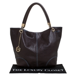 Pre Owned Lancel Metallic Brown Leather French Flair Tote