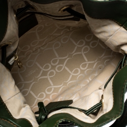 Pre Owned Lancel Green Croc Embossed Leather Premier Flirt Bucket Bag