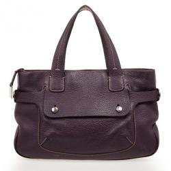 Lancel Purple Leather Top Handle Bag