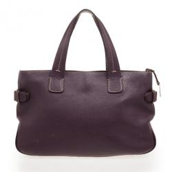 Lancel Purple Leather Top Handle Bag