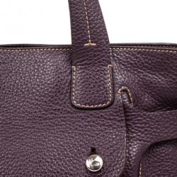 Lancel Purple Leather Top Handle Bag