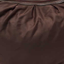 Pre Owned Lancel Brown Nylon and Leather Hobo