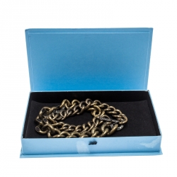 Pre Owned Lanvin Gourmette Crystal Two Tone Chain Link Toggle Necklace