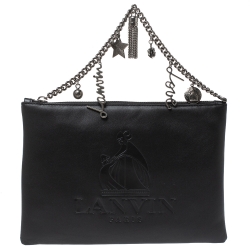 Pre Owned Lanvin Black Leather Chain Clutch