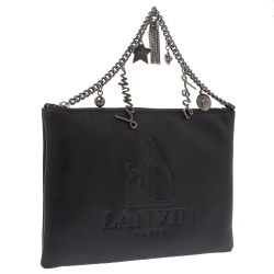 Pre Owned Lanvin Black Leather Chain Clutch