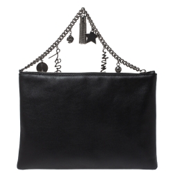 Pre Owned Lanvin Black Leather Chain Clutch