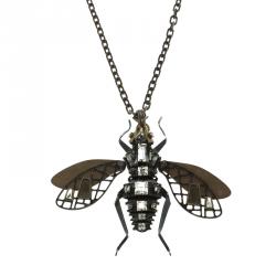 Pre Owned Lanvin Crystal Two Tone Bee Long Necklace